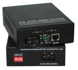 10M / 100M Power Over Ethernet PSE Media Converter dibangun di AC / DC Power Supply